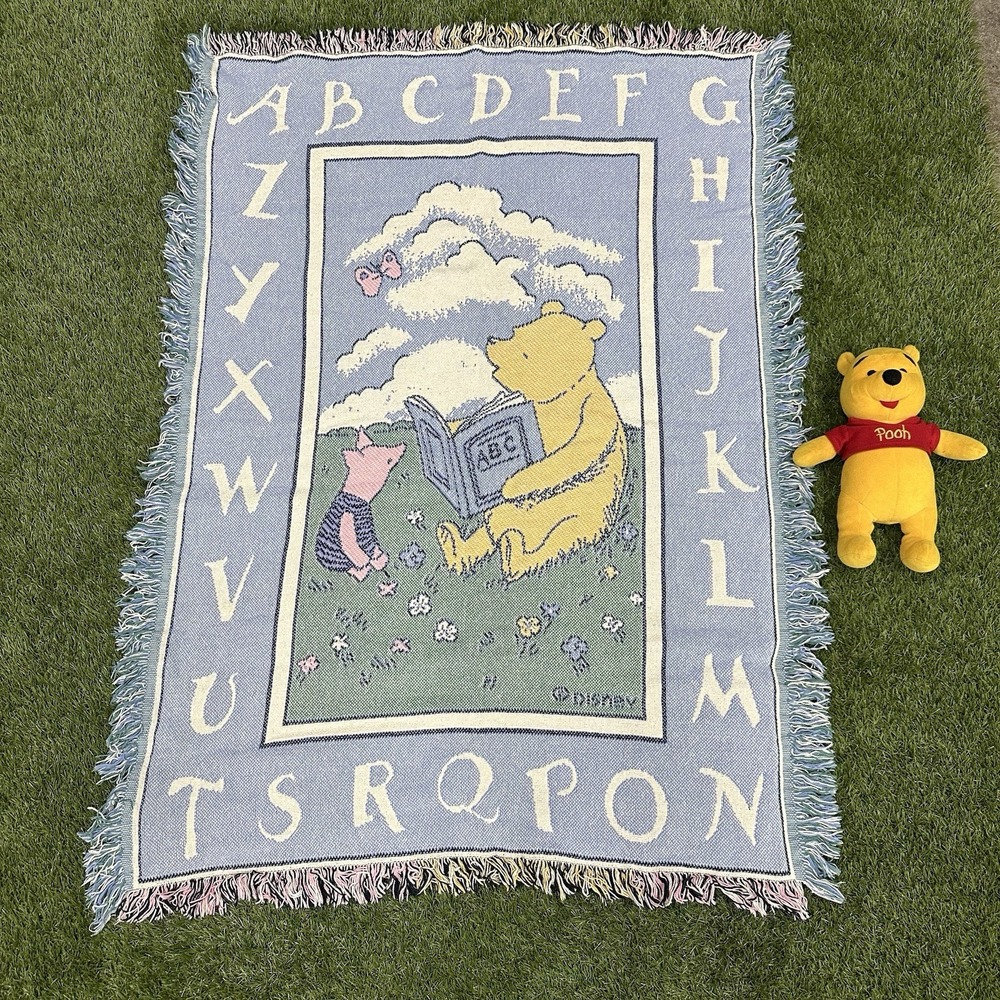 Winnie the Pooh alpahabet POOH jacquard baby blanket 36x48 With Pooh‎ Plush